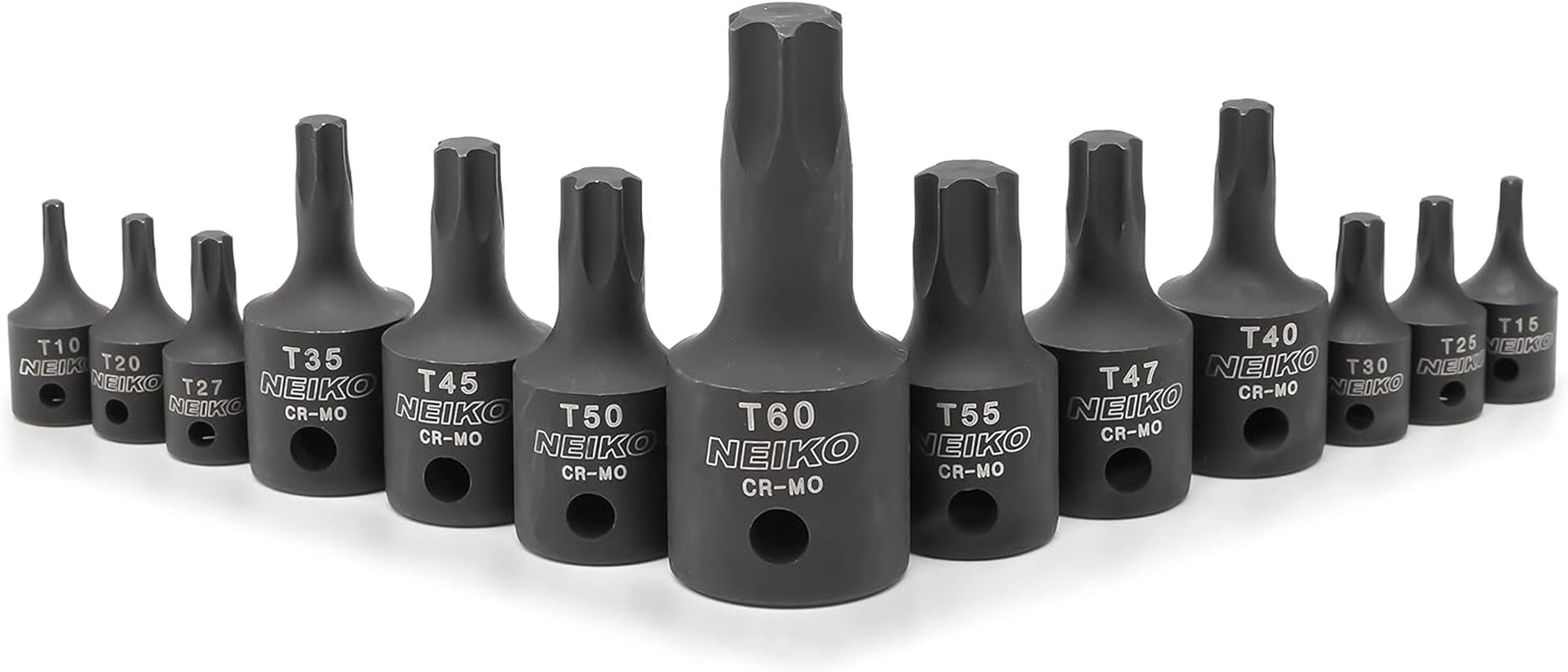 Heavy Duty 10281B Impact Torx Bit Socket Set - 1/4", 3/8", & 1/2" Drive, Professional Grade Cr-Mo Sockets T10 to T60 for Auto & Motorcycle Mechanics