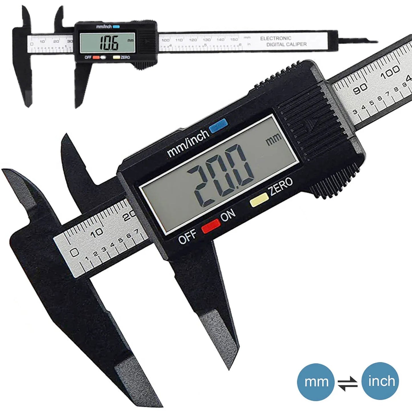 Precision Carbon Fiber Digital Caliper - 150mm & 100mm Measuring Tool for Accurate Measurements