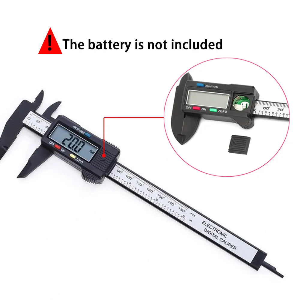 Precision Carbon Fiber Digital Caliper - 150mm & 100mm Measuring Tool for Accurate Measurements