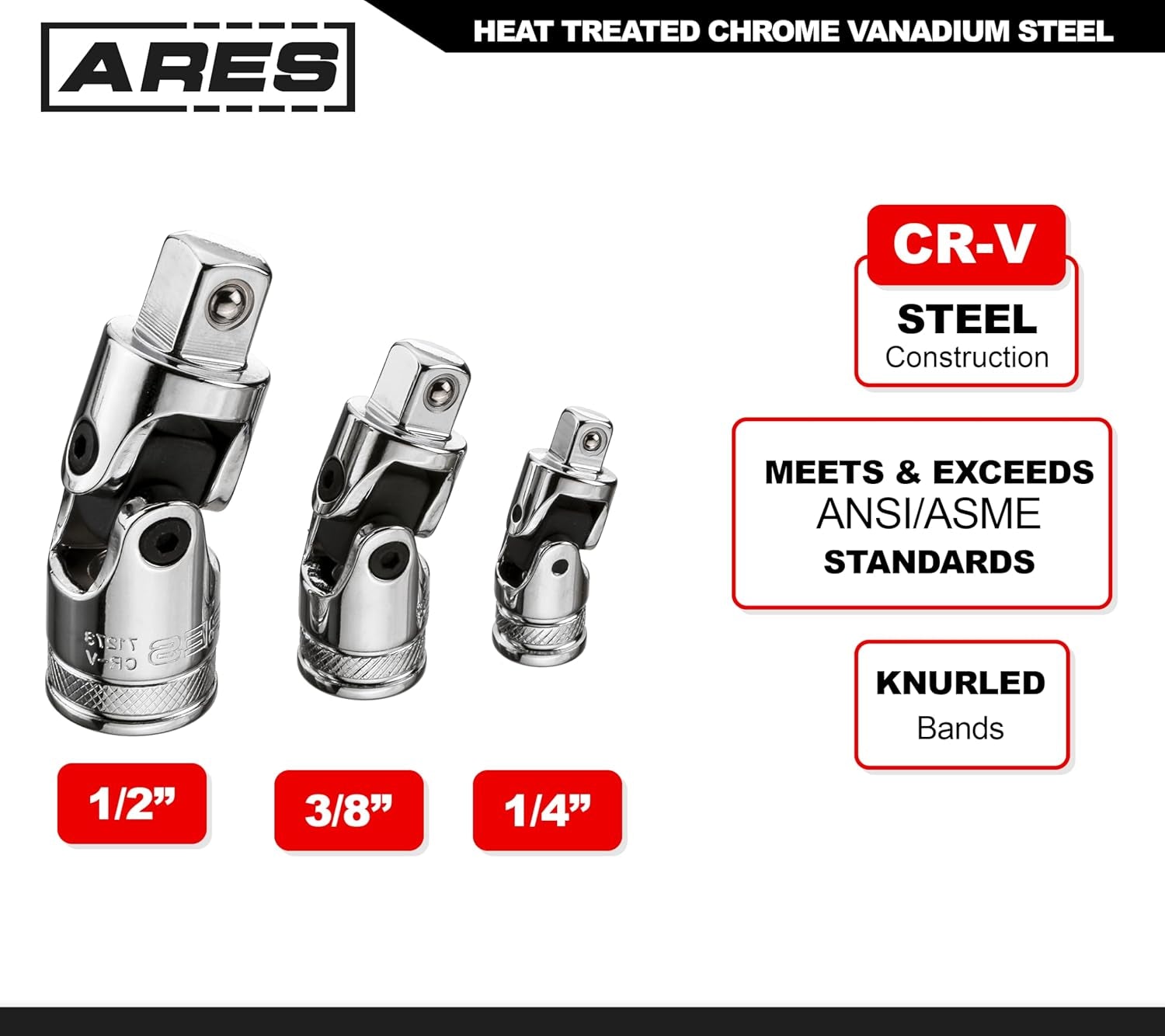 Premium 10-Piece Chrome Vanadium Steel Socket Accessory Set - Includes Adapters, Extensions & Universal Joints with Mirror Finish