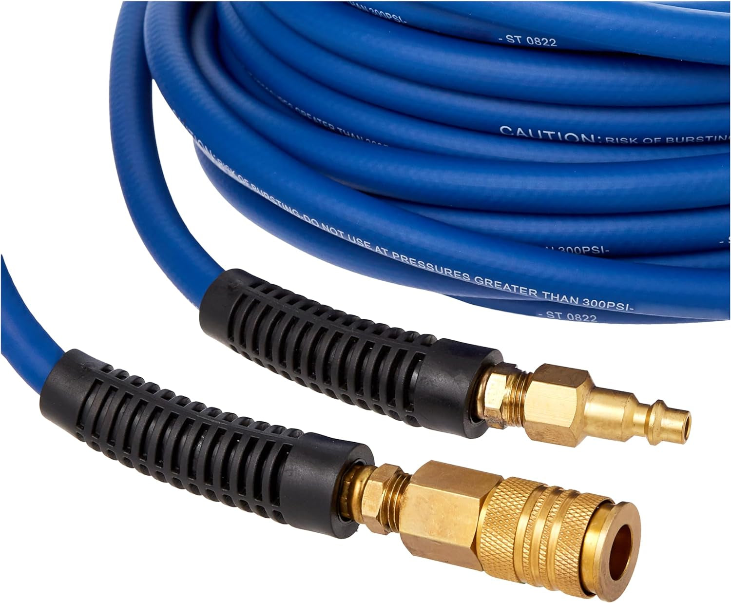 Premium 1/4" x 50' PVC/Rubber Hybrid Air Hose with Brass Fittings & Quick Connect Coupler