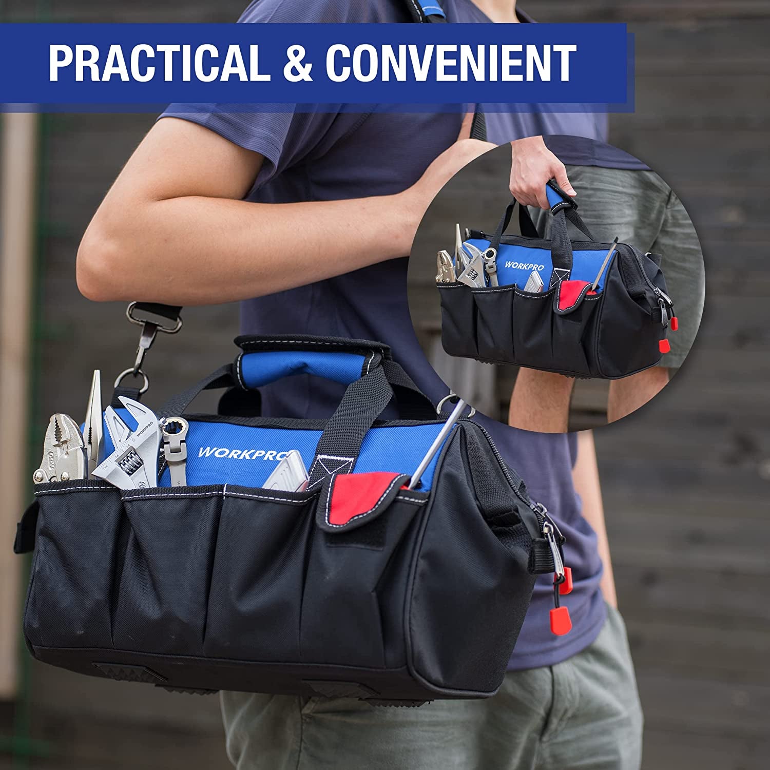 Versatile 14-Inch Multi-Pocket Tool Bag with Adjustable Shoulder Strap – Perfect Organizer for Every DIYer!