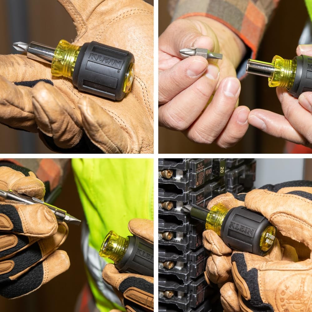 Versatile 6-in-1 Stubby Multi-Bit Screwdriver & Nut Driver with Phillips, Slotted Bits, and Nut Drivers