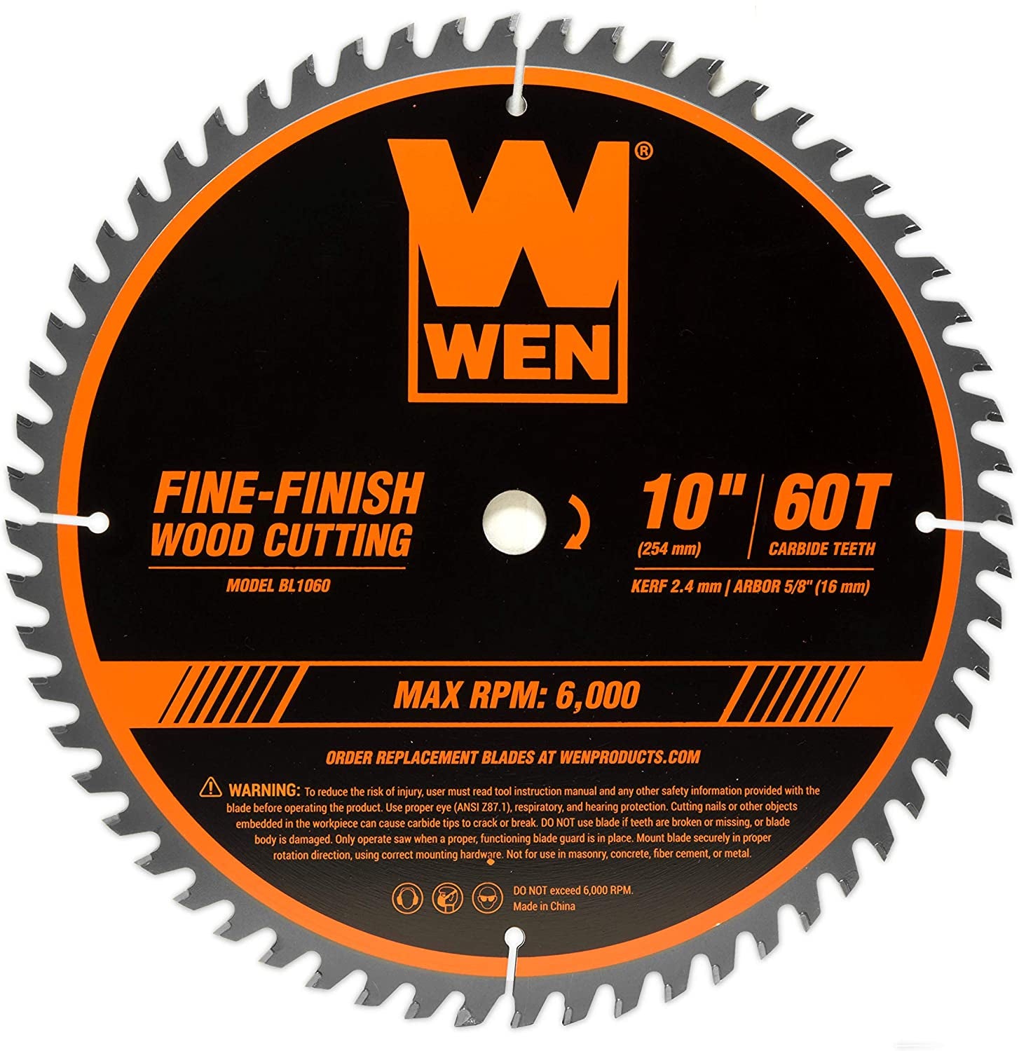 10-Inch 60-Tooth Fine-Finish Professional Woodworking Saw Blade for Miter and Table Saws - Premium Quality, Pack of One