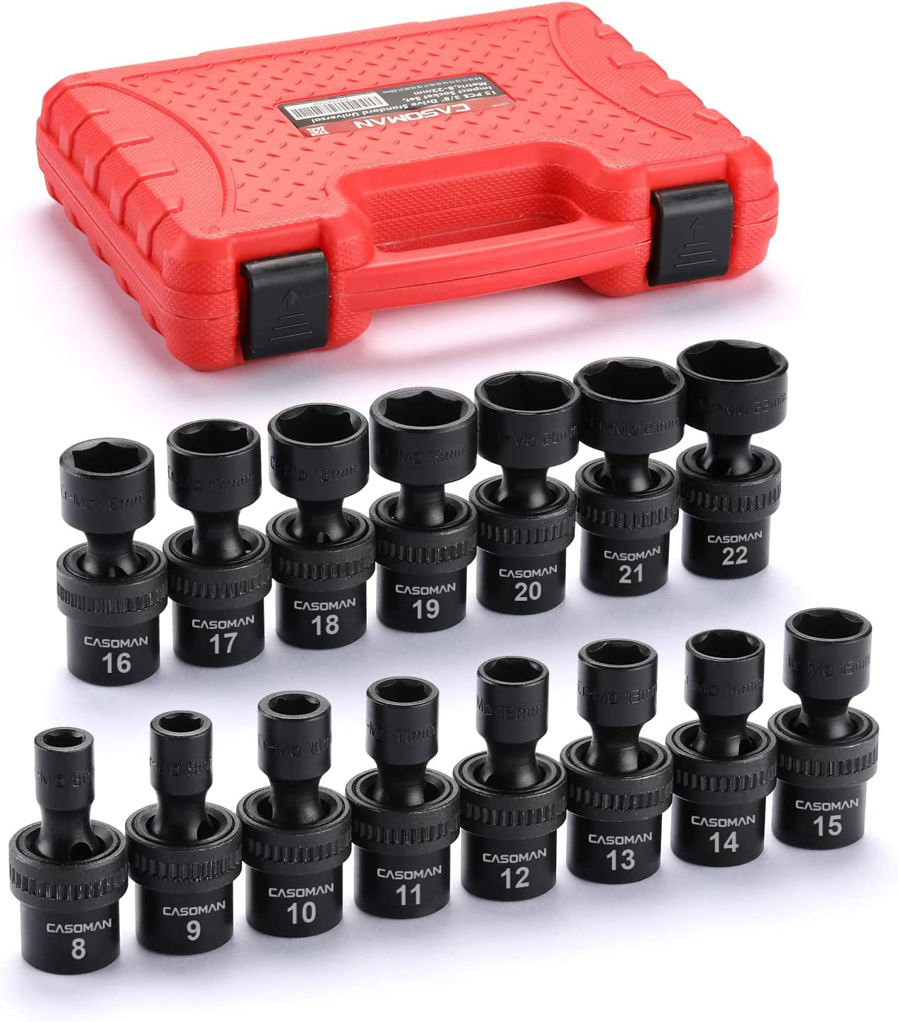 15-Piece 3/8" Drive Metric Universal Impact Socket Set - 6 Point, 8-22mm