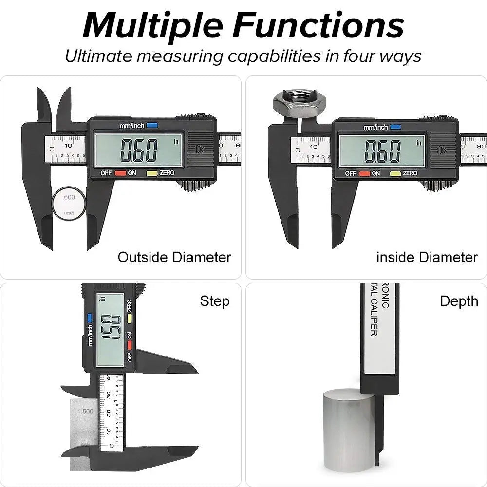 Precision Carbon Fiber Digital Caliper - 150mm & 100mm Measuring Tool for Accurate Measurements